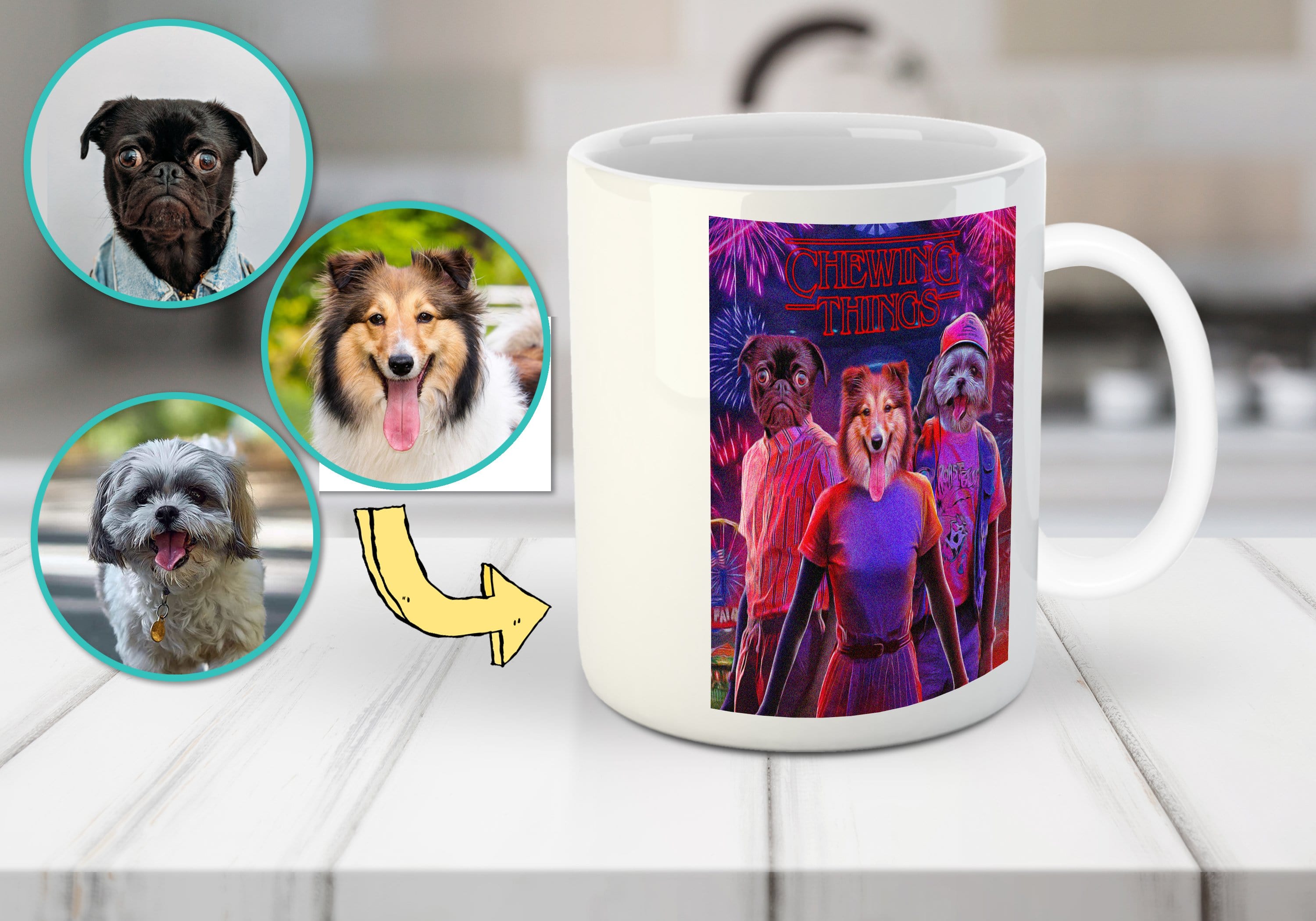 &#39;Chewing Things&#39; Personalized 3 Pet Mug