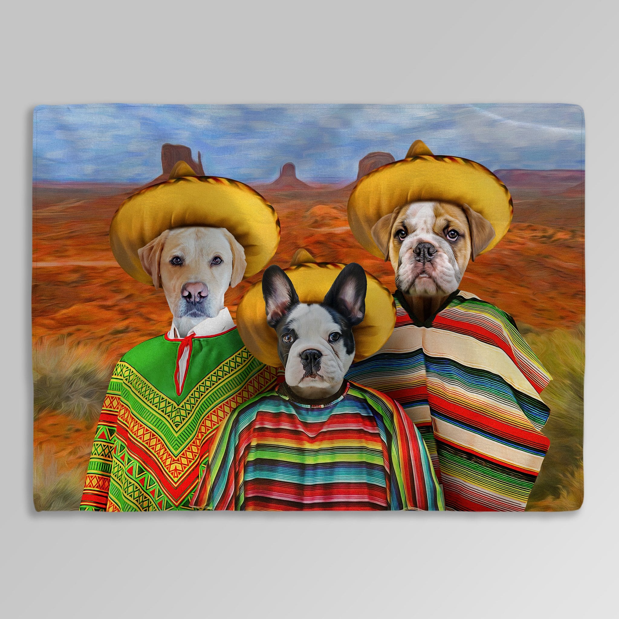 &#39;3 Amigos&#39; Personalized 3 Pet Blanket