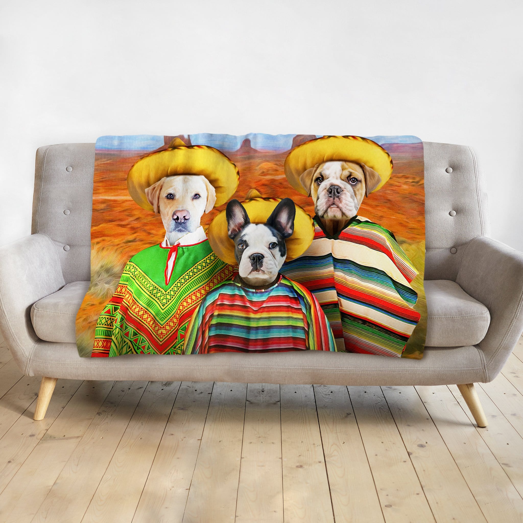 &#39;3 Amigos&#39; Personalized 3 Pet Blanket