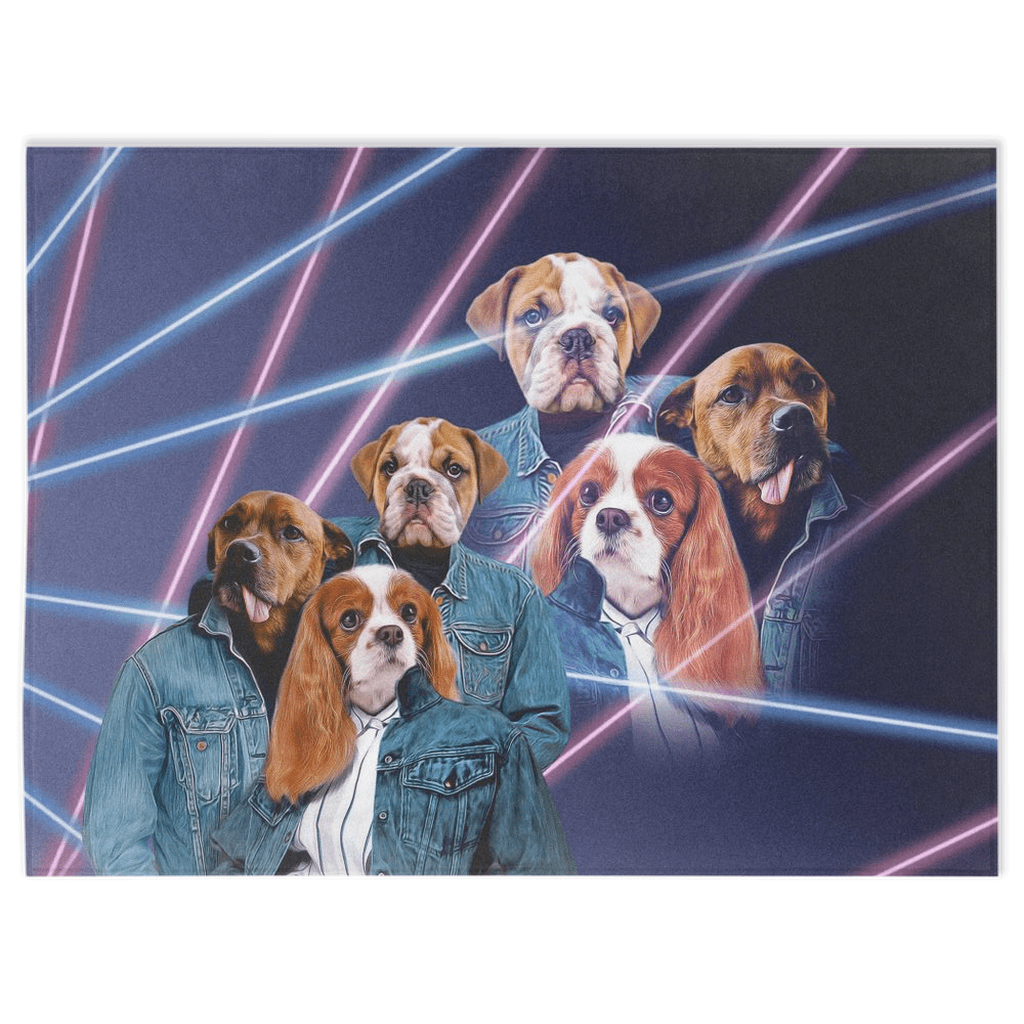 Manta personalizada para 3 mascotas &#39;Retrato Lazer de los años 80 (2 machos/1 hembra)&#39; 