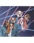 Manta personalizada para 3 mascotas 'Retrato Lazer de los años 80 (2 machos/1 hembra)' 