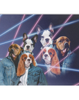 Manta personalizada para 3 mascotas 'Retrato Lazer de los años 80 (2 hembras/1 macho)' 