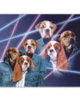 Póster personalizado con 3 mascotas 'Retrato Lazer de los años 80 (2 machos/1 hembra)'