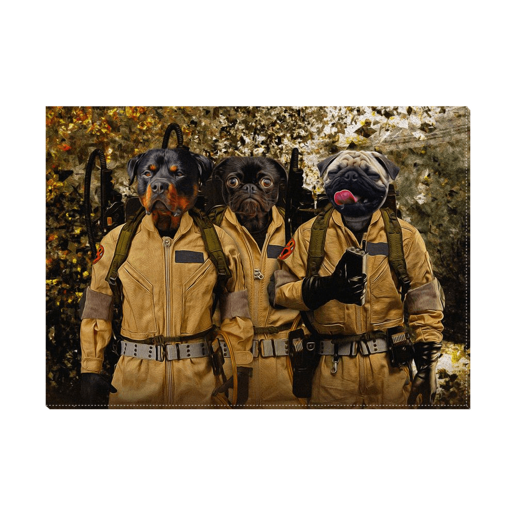 &#39;Dog Busters&#39; Personalized 3 Pet Standing Canvas