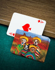 Personalized playing cards featuring four dogs in "4 Amigos" style, with one ace of spades card.
