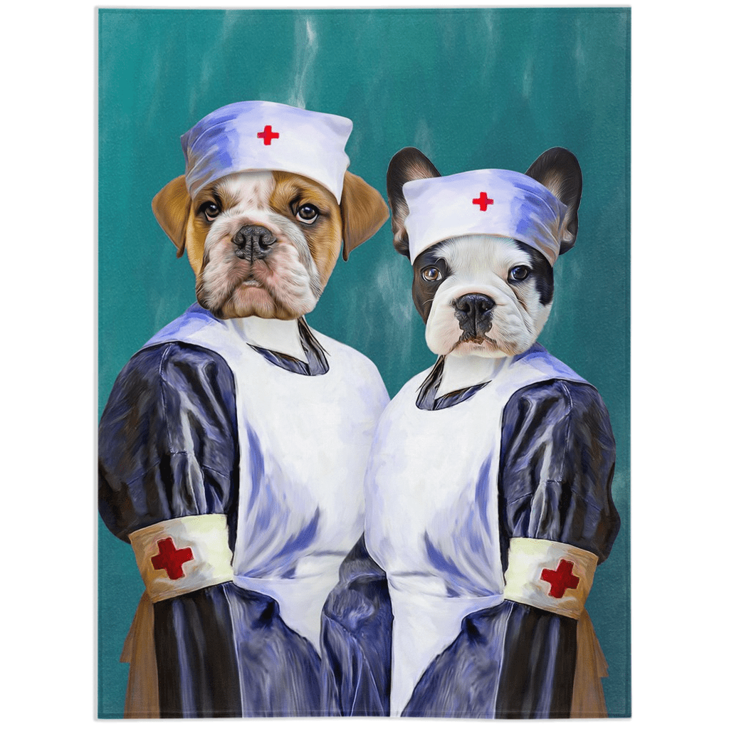 Manta personalizada para 2 mascotas &#39;Las Enfermeras&#39; 