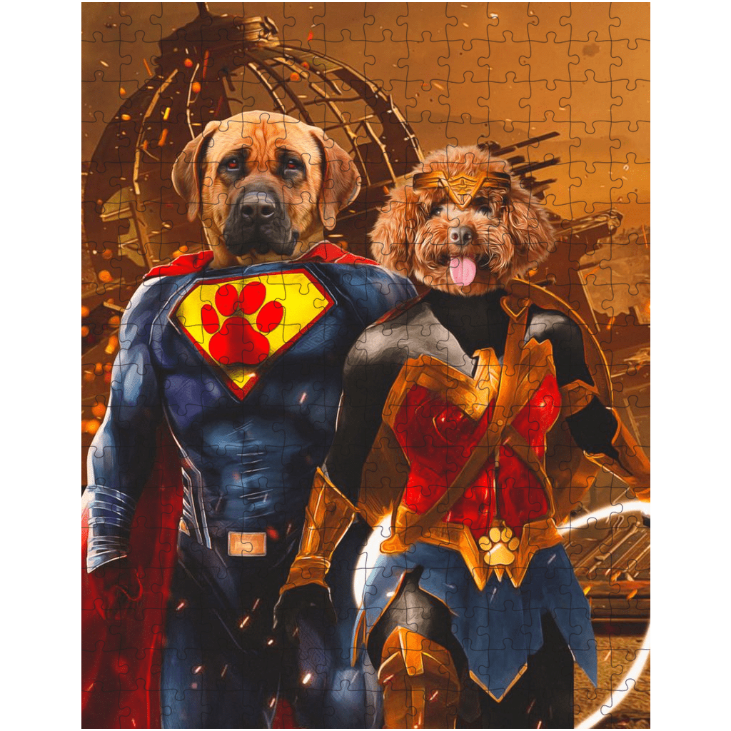 &#39;Superdog &amp; Wonder Doggette&#39; Personalized 2 Pet Puzzle
