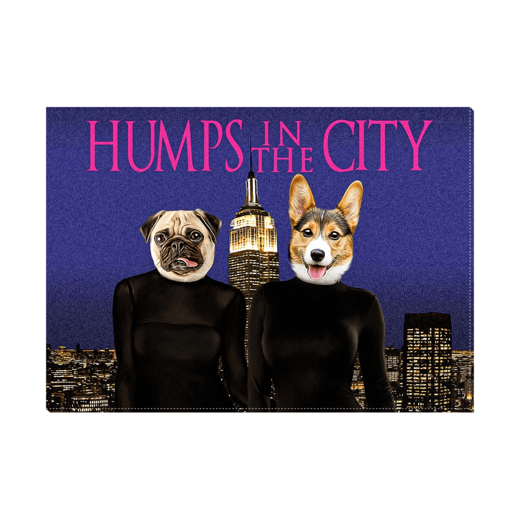 Lienzo personalizado para 2 mascotas &#39;Humps in the City&#39;