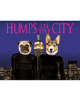 Lienzo personalizado para 2 mascotas 'Humps in the City'
