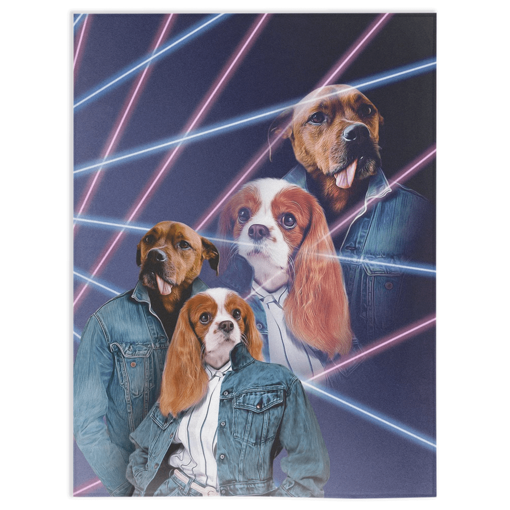 Manta personalizada para 2 mascotas &#39;1980s Lazer Portrait&#39; 
