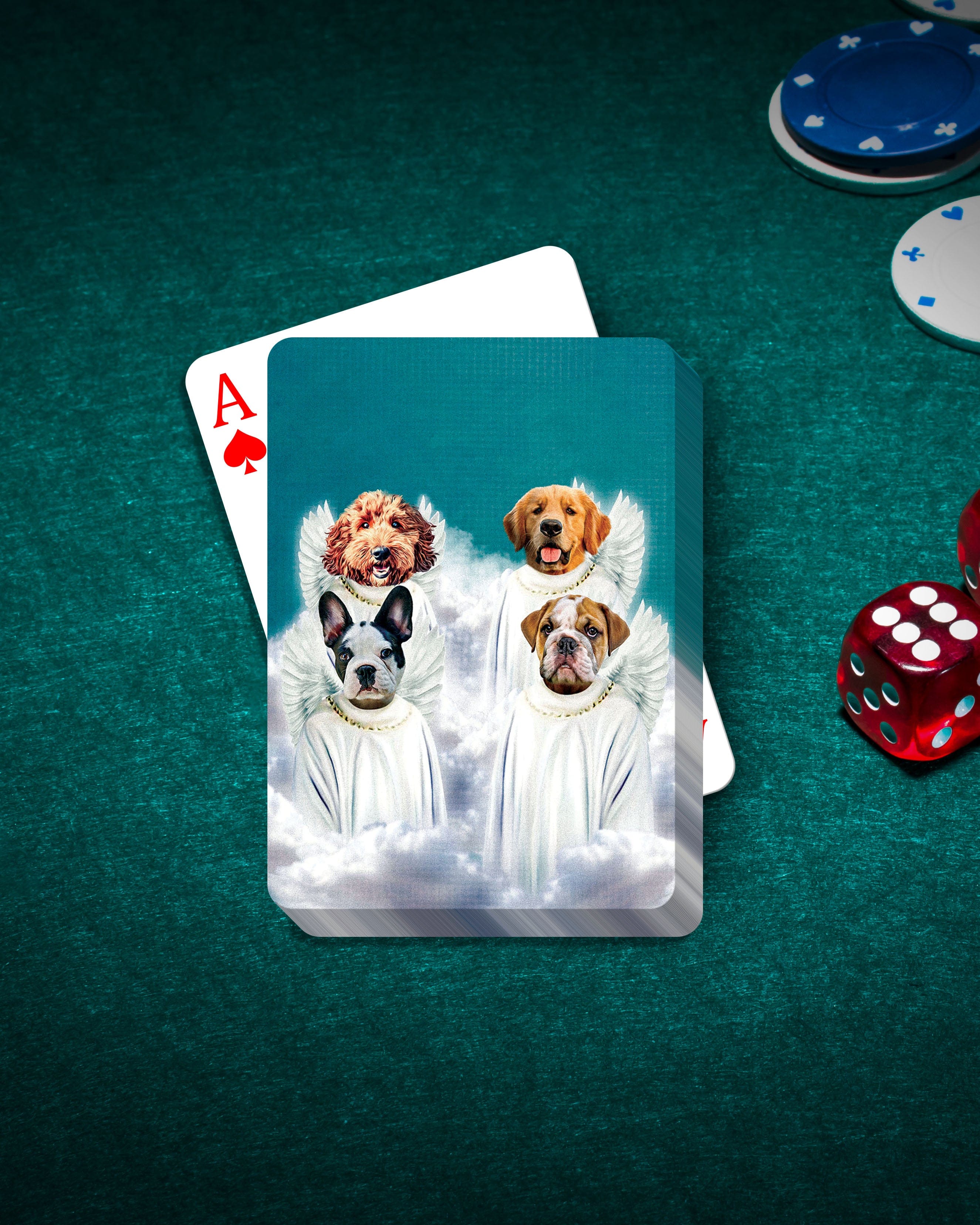 &#39;4 Angels&#39; Personalized 4 Pet Playing Cards