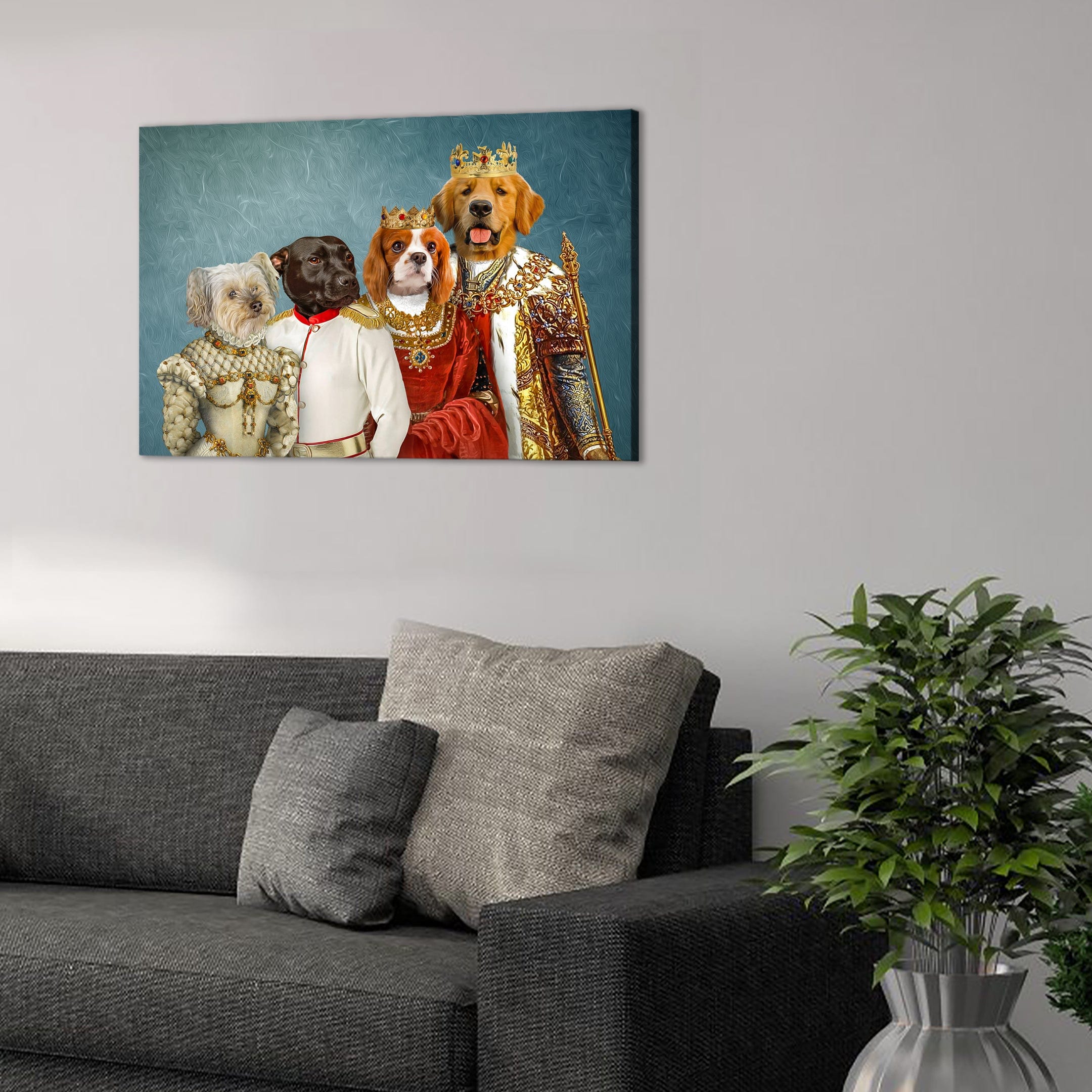 &#39;The Royal Family&#39; Personalized 4 Pet Canvas