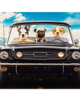 Póster personalizado con 3 mascotas 'The Classic Woofstang'