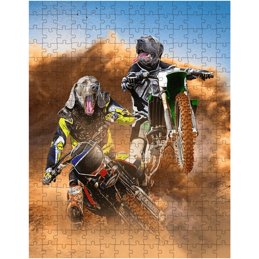 &#39;The Motocross Riders&#39; Personalized 2 Pet Puzzle