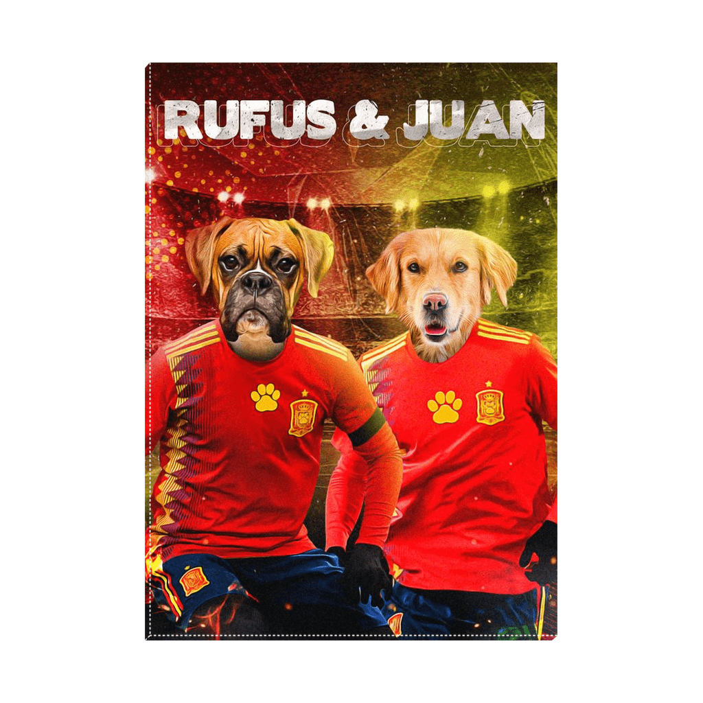 &#39;Spain Doggos Soccer&#39; Personalized 2 Pet Standing Canvas