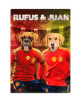 'Spain Doggos Soccer' Personalized 2 Pet Standing Canvas