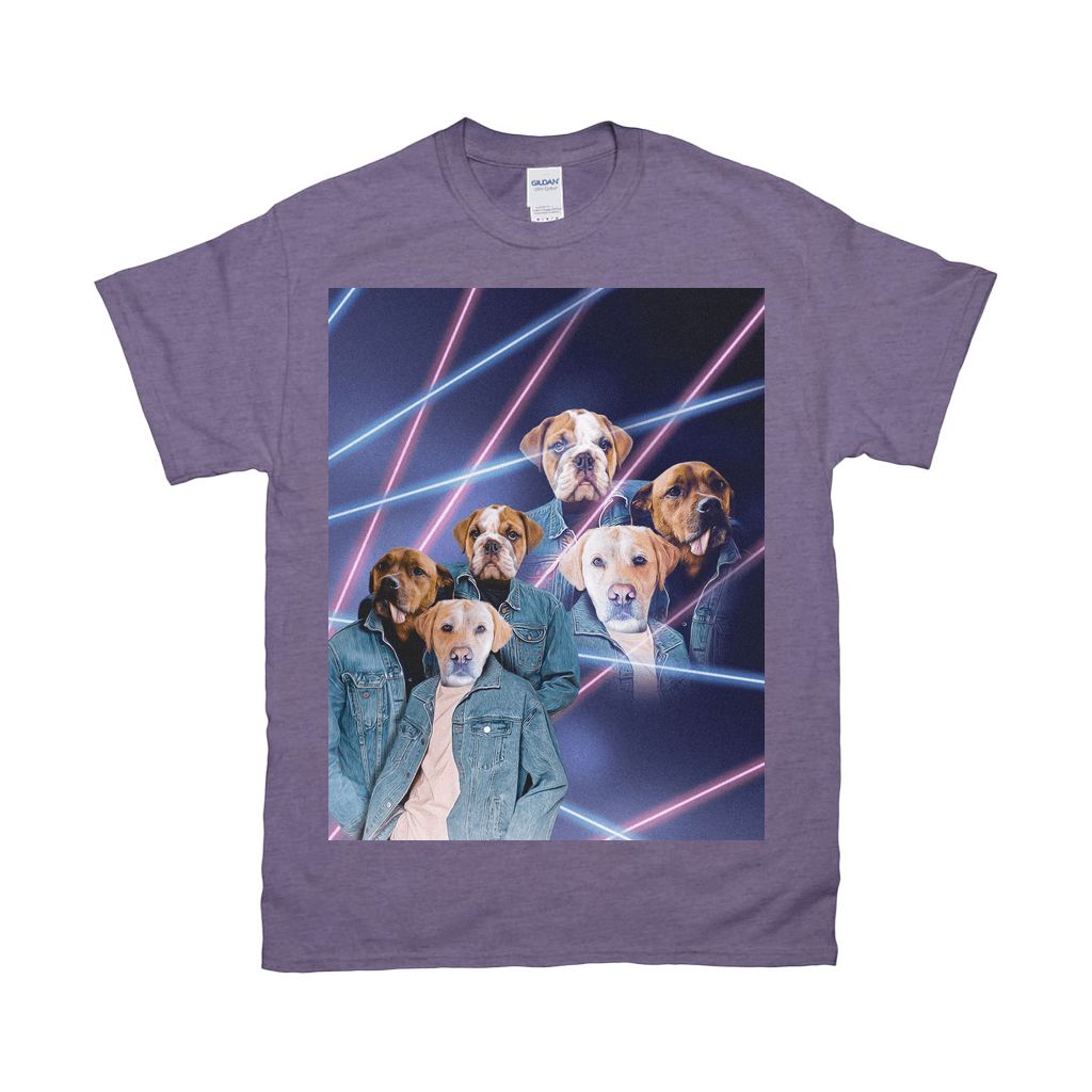 Camiseta personalizada con 3 mascotas &#39;Retrato Lazer de los años 80 (hombres)&#39; 