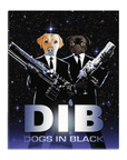 Lienzo personalizado para 2 mascotas 'Perros en negro'