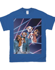 Camiseta personalizada con 3 mascotas 'Retrato Lazer de los años 80 (2 machos/1 hembra)' 