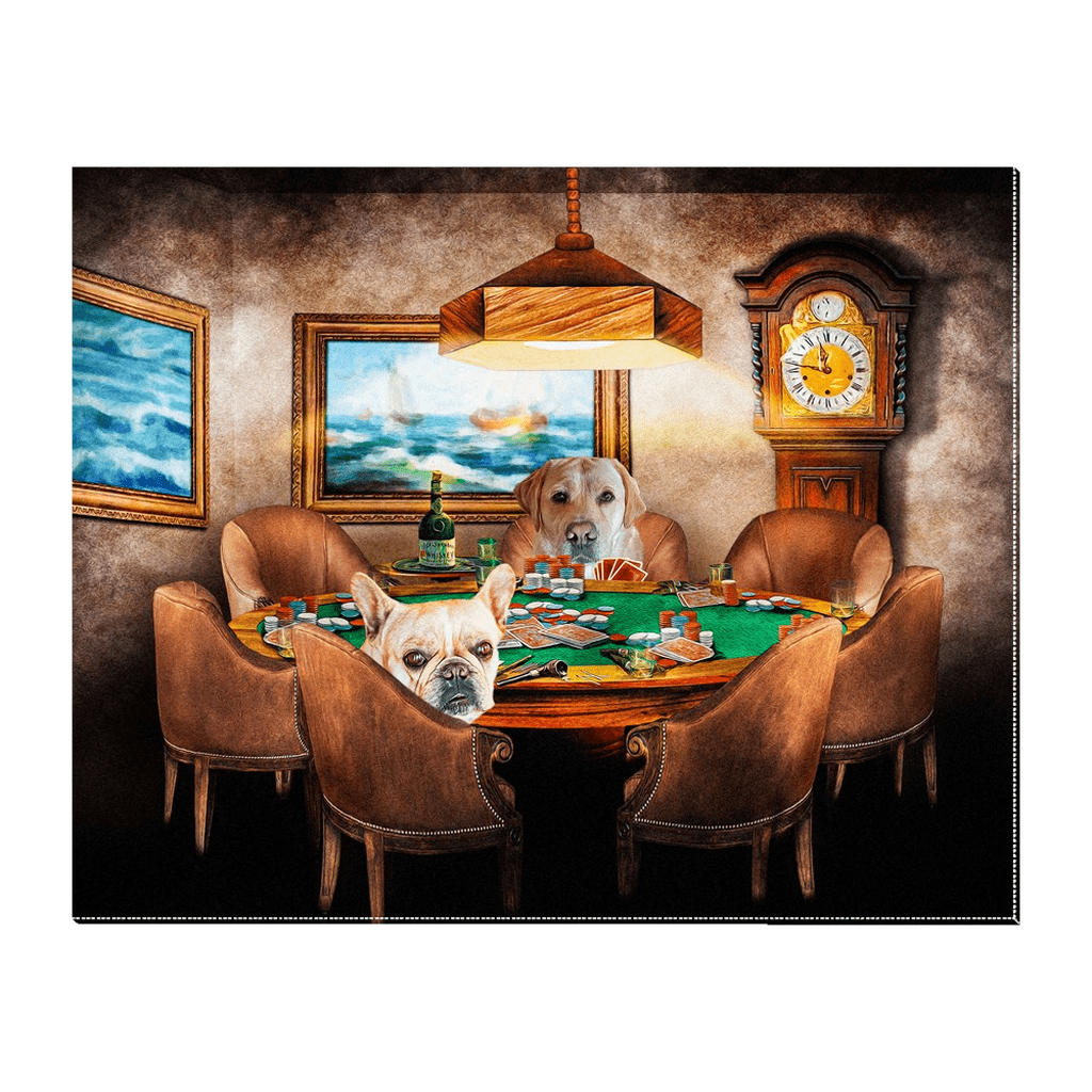 Lienzo personalizado con 2 mascotas de pie &#39;The Poker Players&#39;