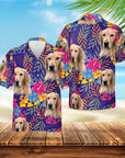 Camisa hawaiana personalizada (Lavanda prismática: 1-4 mascotas)