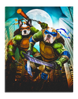 Lienzo personalizado con 2 mascotas de pie 'Teenage Mutant Ninja Doggos'