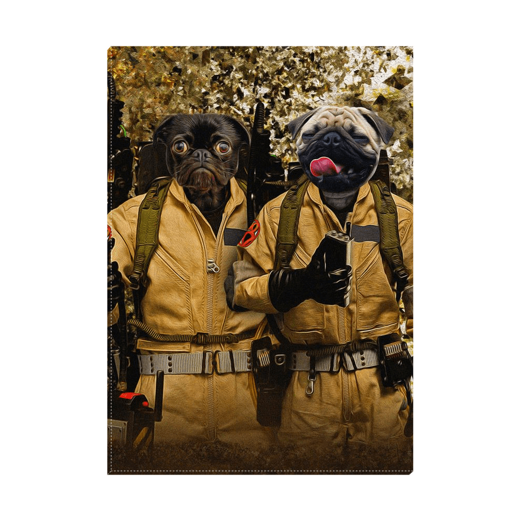 &#39;Dog Busters&#39; Personalized 2 Pet Standing Canvas