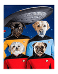 'Doggo-Trek' Lienzo personalizado para 4 mascotas de pie