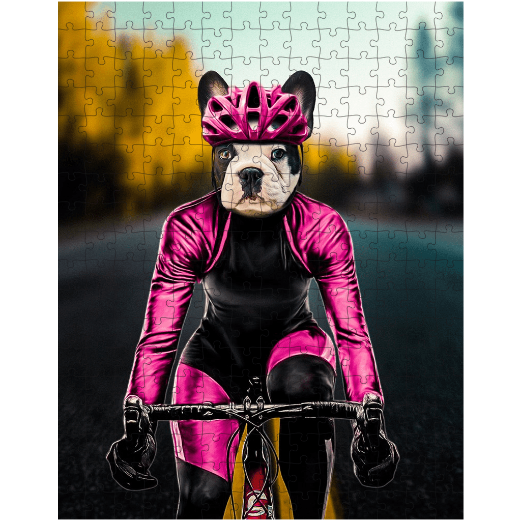 &#39;The Female Cyclist&#39; Personalized Pet Puzzle
