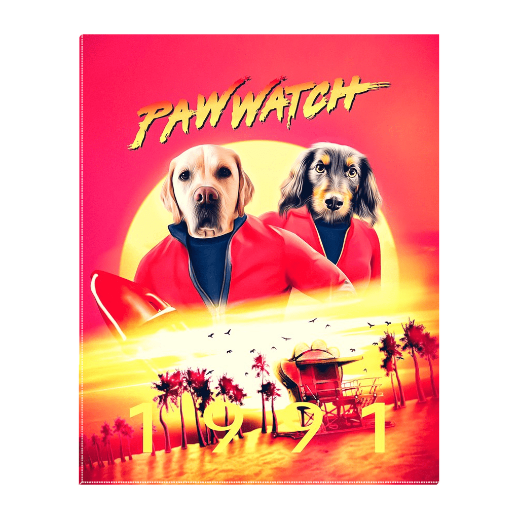 &#39;Paw Watch 1991&#39; Personalized 2 Pet Standing Canvas