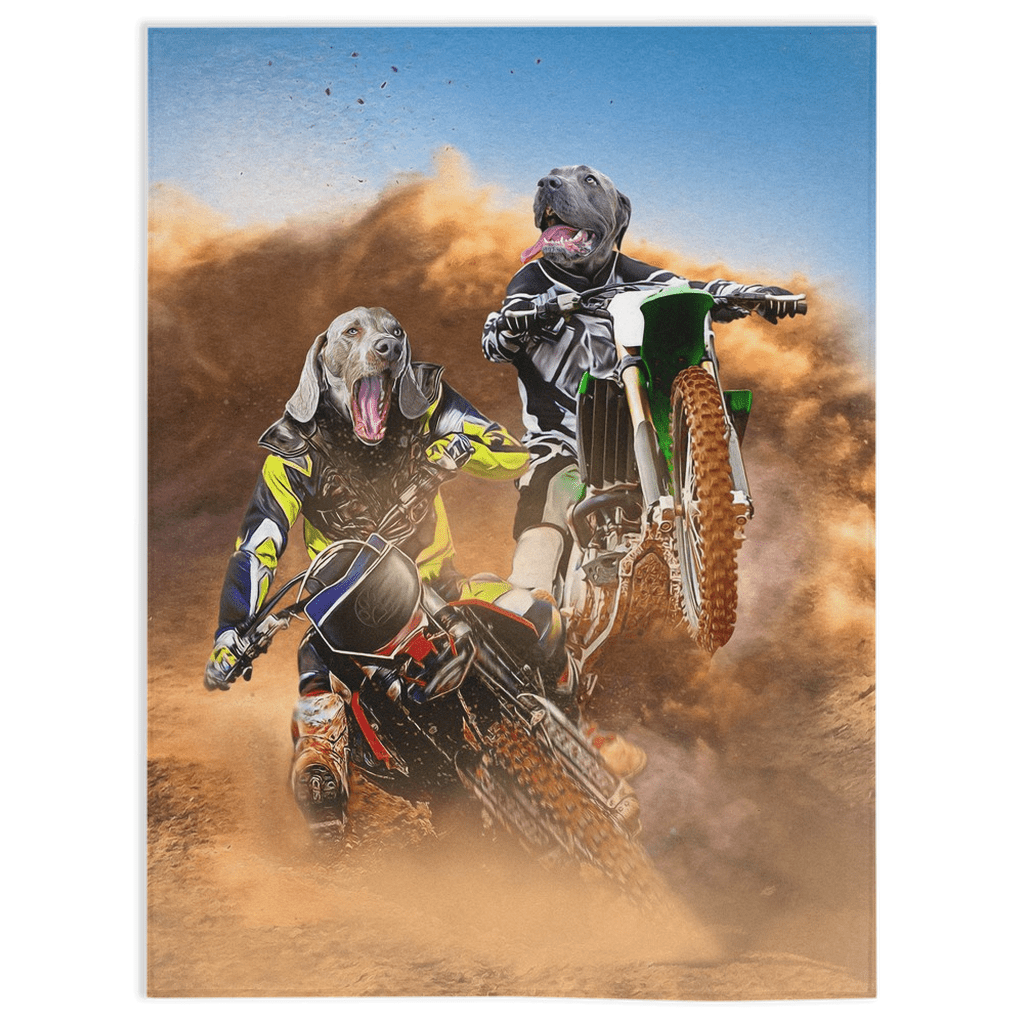 Manta personalizada para 2 mascotas &#39;The Motocross Riders&#39; 