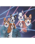 Manta personalizada para 3 mascotas 'Retrato Lazer de los años 80 (hembras)' 