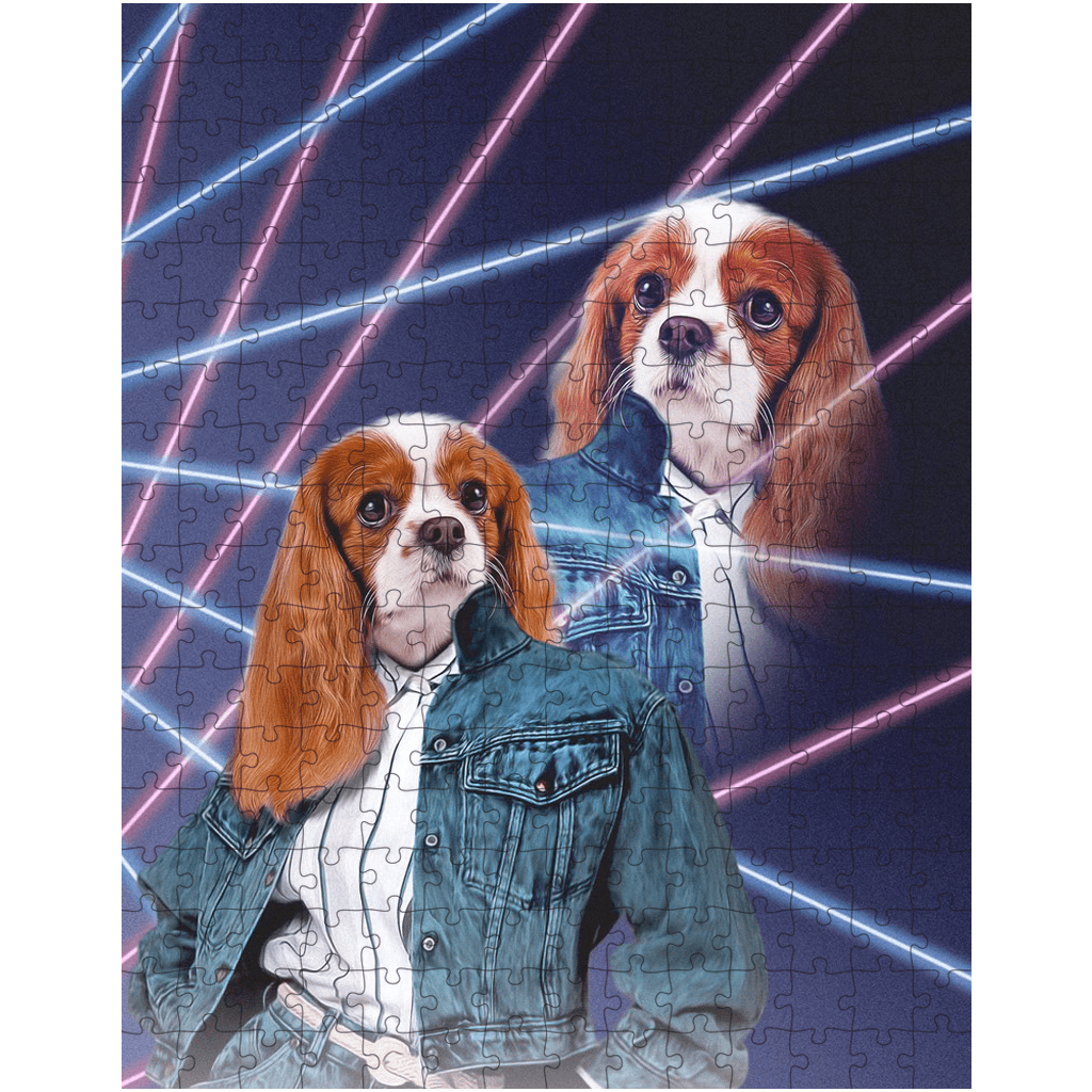 Rompecabezas personalizado para mascotas &#39;Retrato Lazer de los años 80 (hembra)&#39;