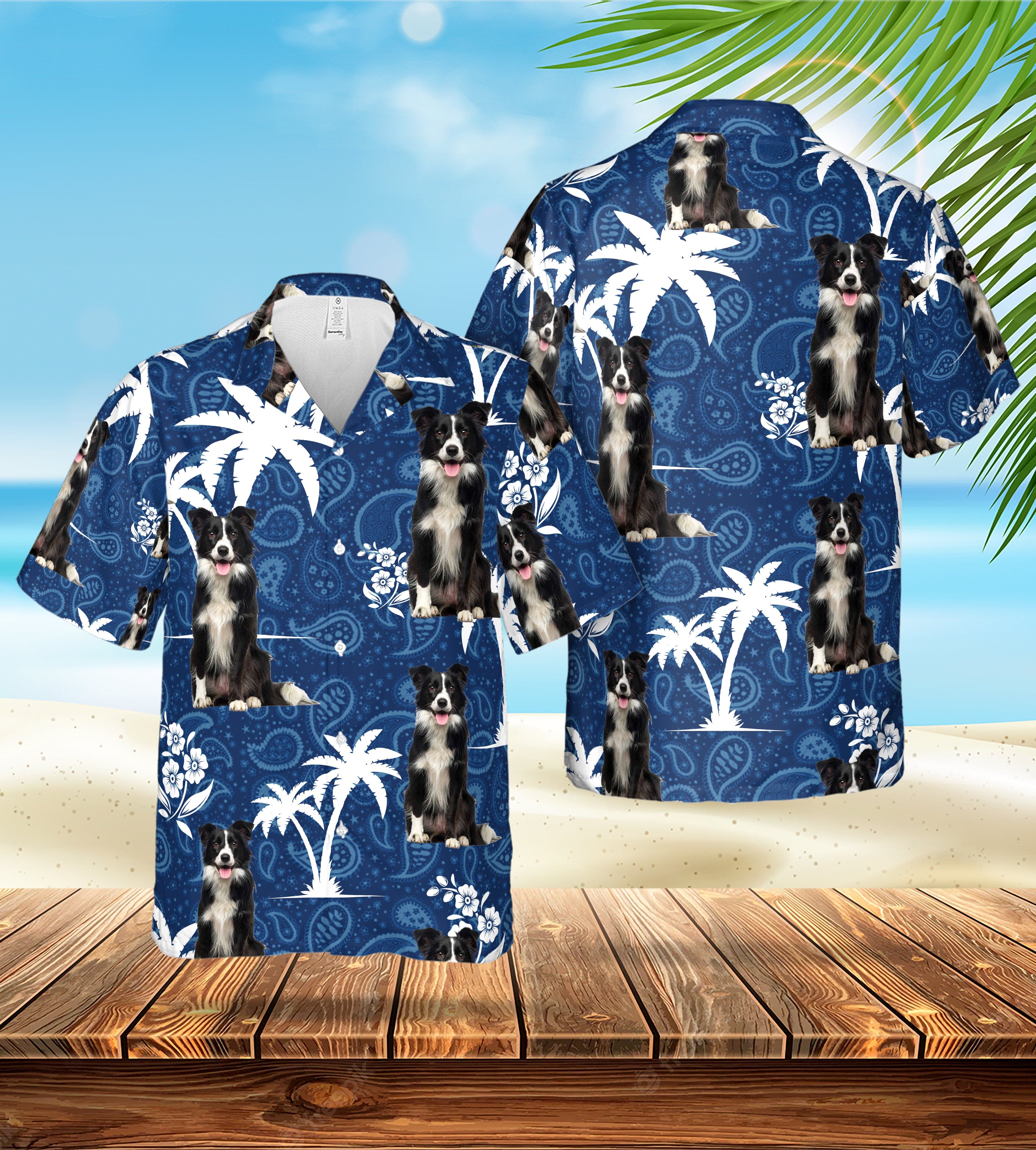 Custom Hawaiian Shirt (Palm Blue: 1-4 Pets)