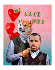 'Step Doggo And Human Valentines' Personalized Standing Canvas