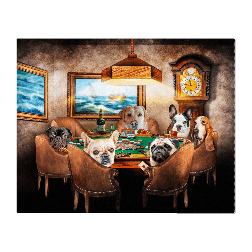 &#39;The Poker Players&#39; Personalized 6 Pet Standing Canvas