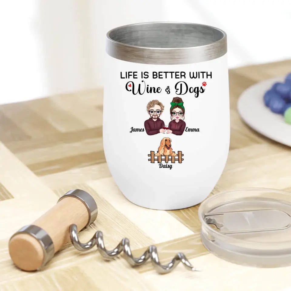 Vaso Para Vino La vida es mejor con vino y perros/gatos
