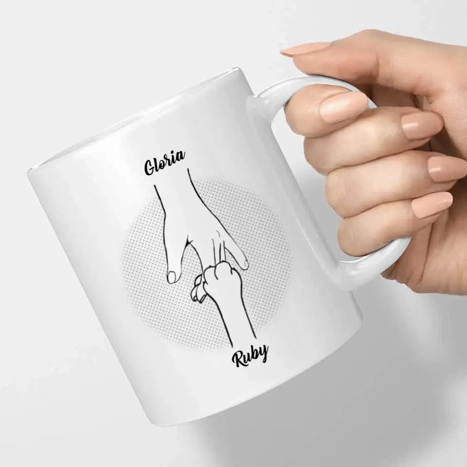 Hand in Hand Personalized Parent Mug (Pets/Kids)