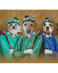 Manta personalizada para 3 mascotas 'Los Golfistas'