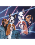 Póster personalizado con 3 mascotas 'Retrato Lazer de los años 80 (2 hembras/1 macho)'