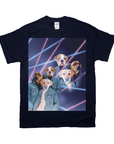 Camiseta personalizada con 3 mascotas 'Retrato Lazer de los años 80 (hombres)' 