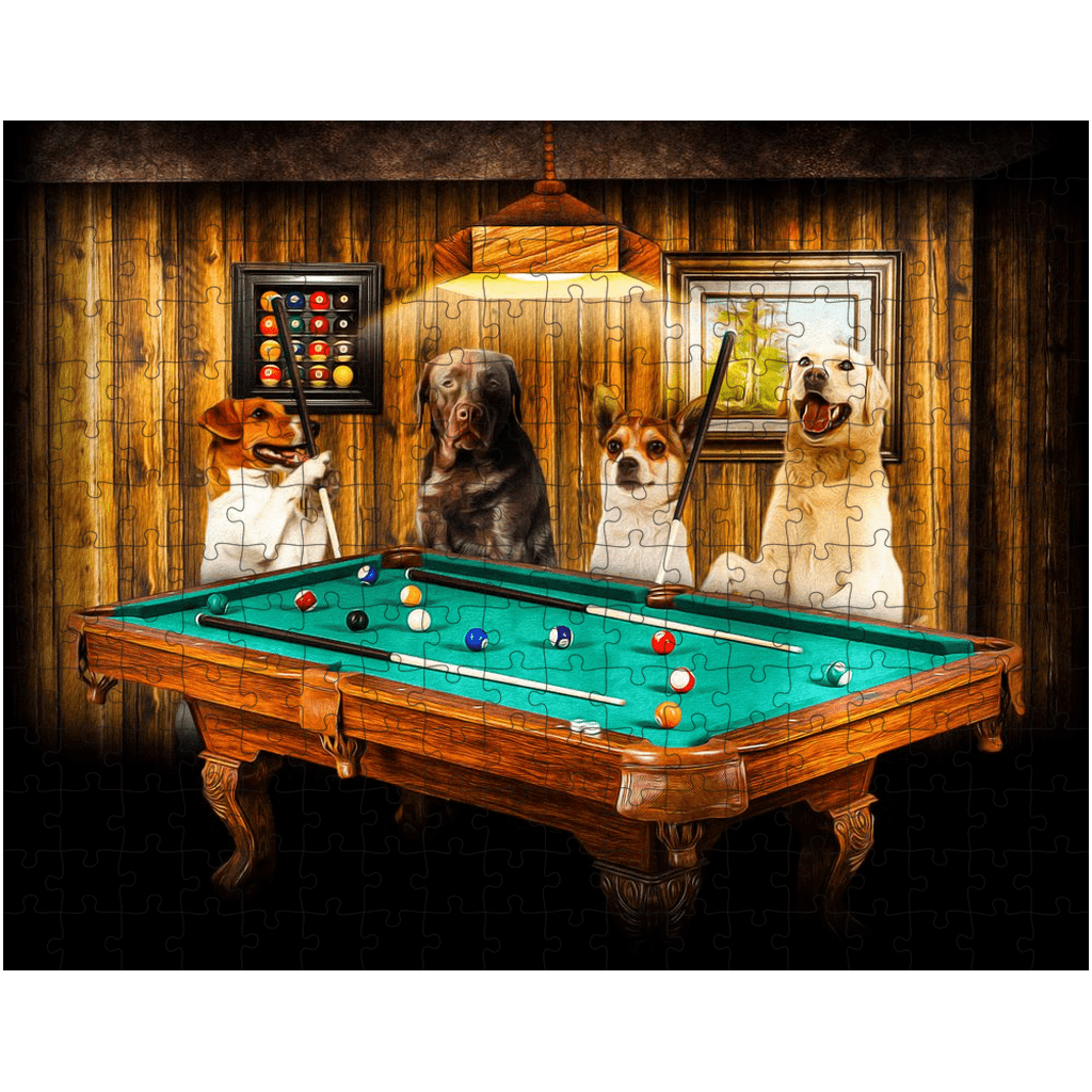 &#39;The Pool Players&#39; Personalized 4 Pet Puzzle