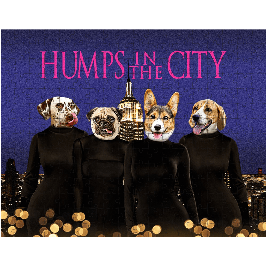 Rompecabezas personalizado de 4 mascotas &#39;Jorobas en la ciudad&#39;