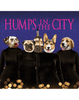 Rompecabezas personalizado de 4 mascotas 'Jorobas en la ciudad'