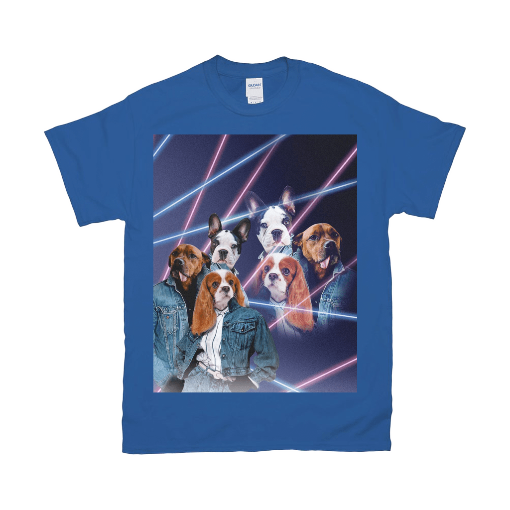 &#39;1980s Lazer Portrait (2 Females/1 Male)&#39; Personalized 3 Pet T-Shirt