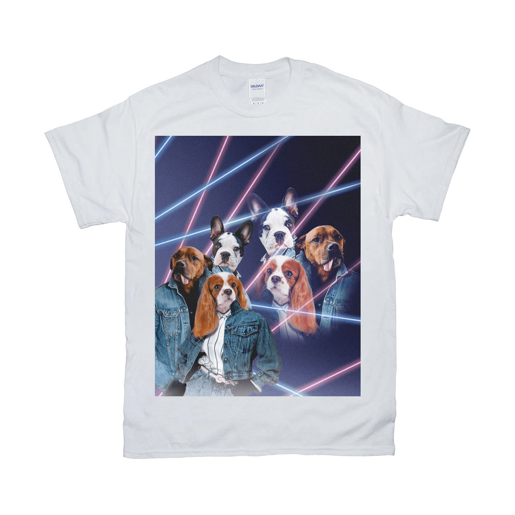 Camiseta personalizada con 3 mascotas &#39;Retrato Lazer de los años 80 (2 hembras/1 macho)&#39; 