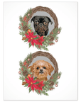 Póster Corona navideña personalizada para 2 mascotas