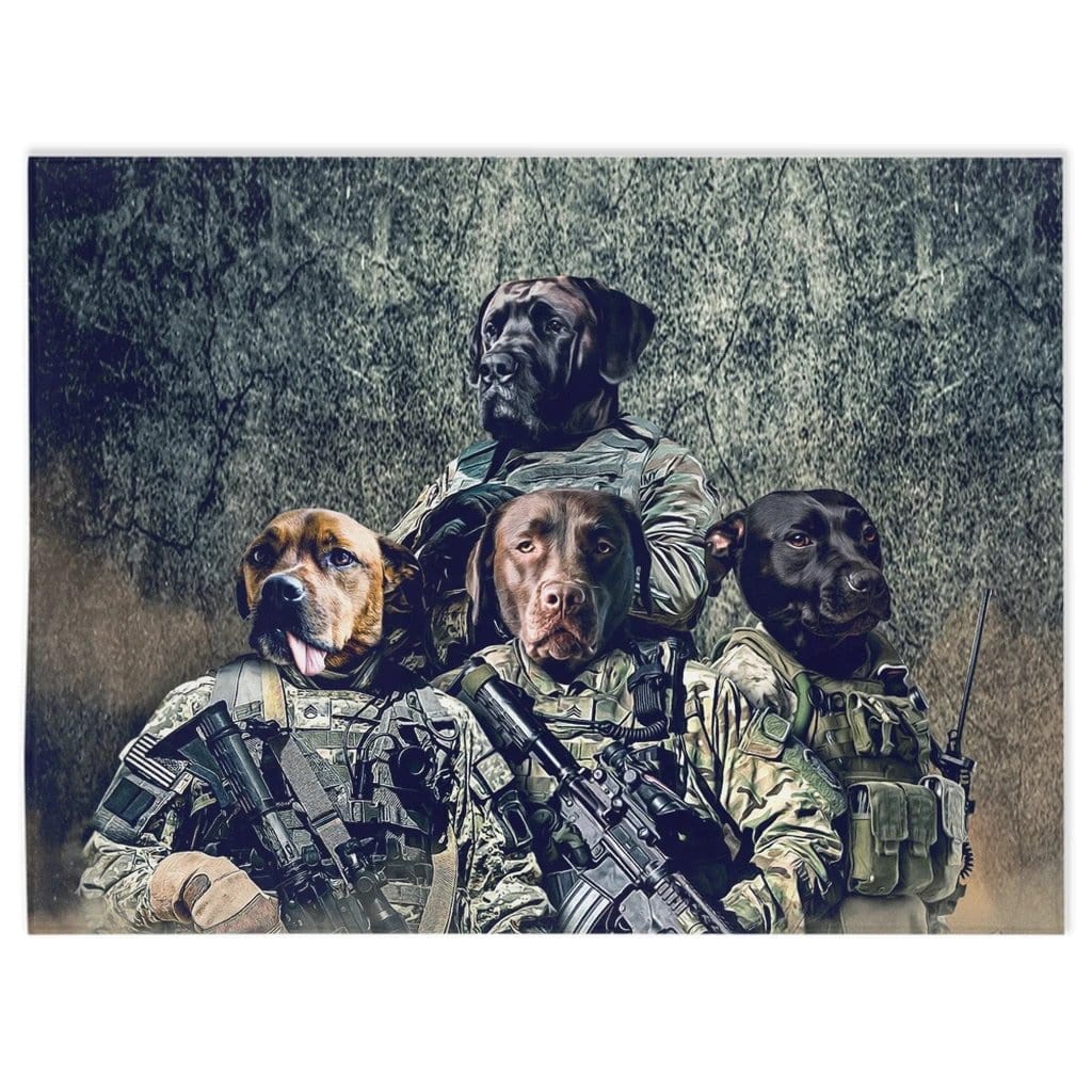 Manta personalizada para 4 mascotas &#39;The Army Veterans&#39;
