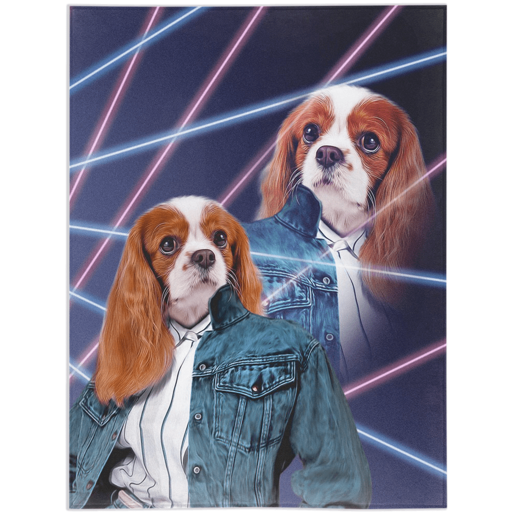 '1980s Lazer Portrait (Female)' Personalized Pet Blanket