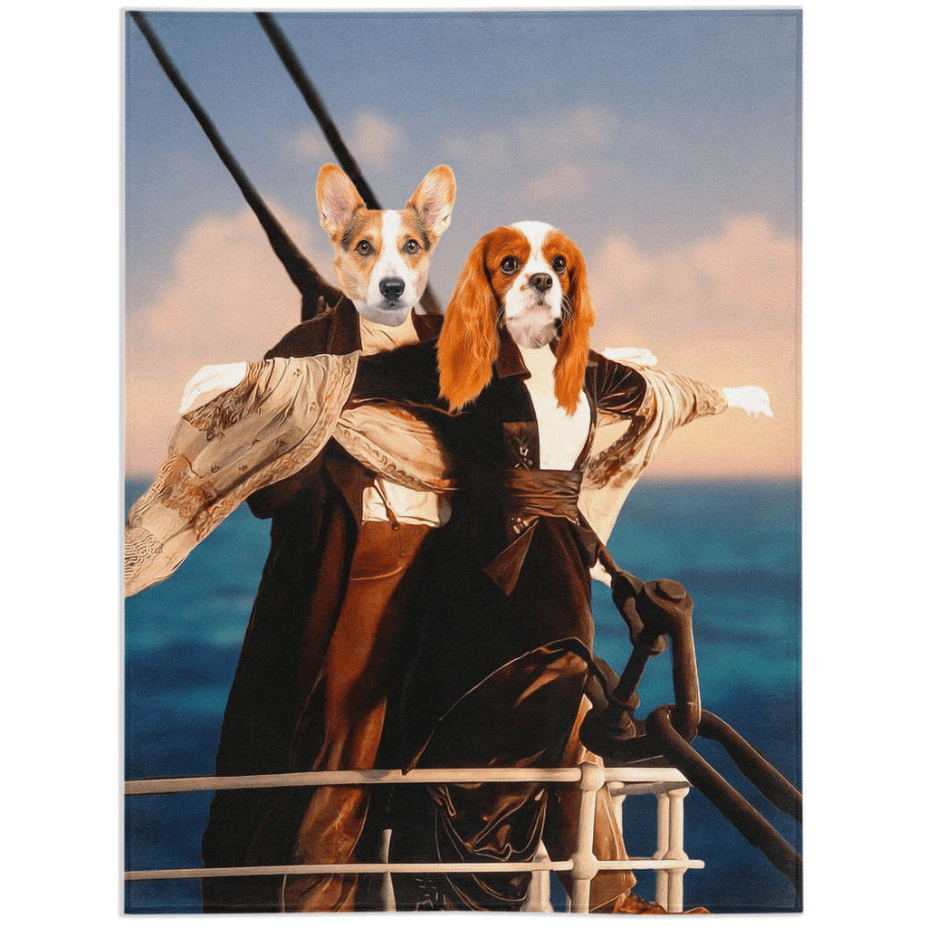 &#39;Titanic Doggos&#39; Personalized 2 Pet Blanket
